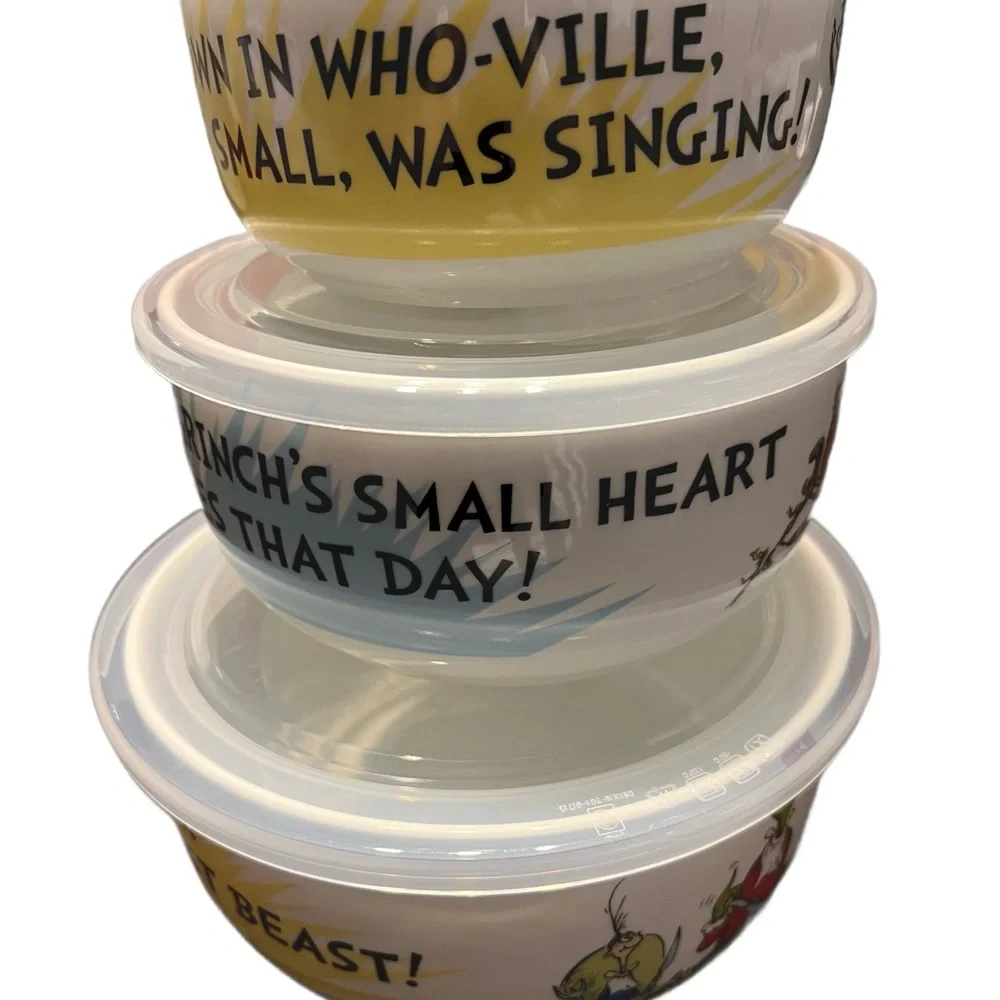 Dr. Seuss The Grinch Who-Ville Christmas Bowls with Pressure Release Lids